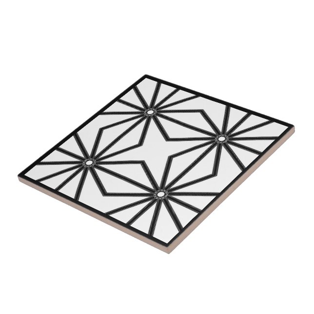 Zwölfmal schwarz auf weiß symmetrisch fliese (Seite)