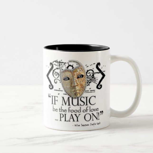 Zwölfte Nachtmusik-Zitat Zweifarbige Tasse (Rechts)