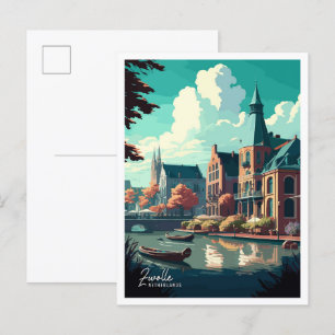 Zwolle Niederlande Vintage-Reiseillustration Postkarte