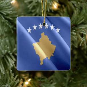 zXK002 KOSOVAR waving FLAG KOSOVO, Europa, Keramikornament