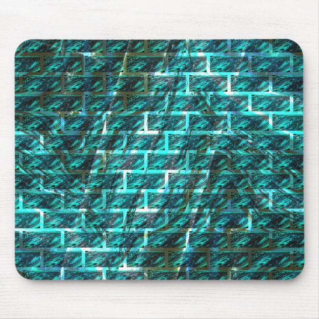 Zyanfarbene, graue oder abstrakte Backsteinwand Mousepad (Vorne)