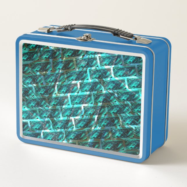 Zyanischer Fleck, graviert, gerieben oder anders z Metall Brotdose (Vorderseite)