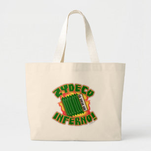 Zydeco Inferno Funny Music Genre Cartoon Logo Jumbo Stoffbeutel