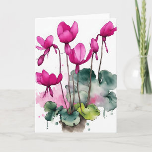 Zyklamen - Aquarellblumen Karte