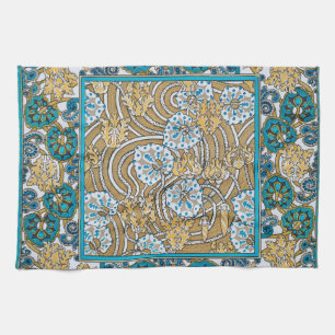 Zyklamenblaue Art Nouveau-Blume, botanisch Geschirrtuch