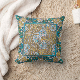 Zyklamenblaue Art Nouveau-Blume, botanisch Kissen