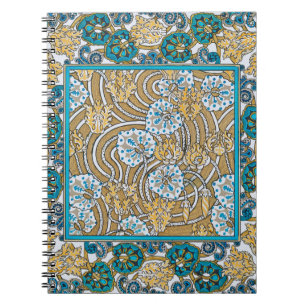 Zyklamenblaue Art Nouveau-Blume, botanisch Notizblock