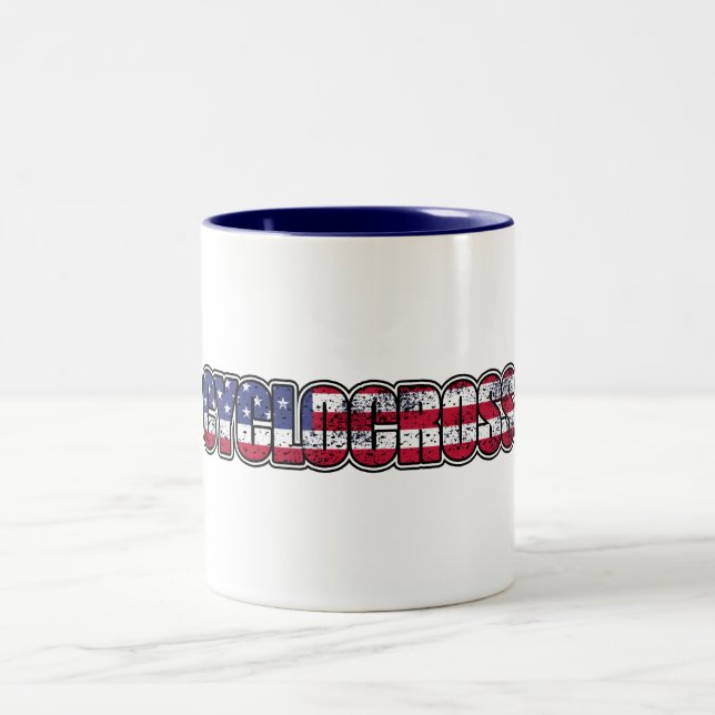 Zyklocross-amerikanische Flagge Zweifarbige Tasse (Mittel)