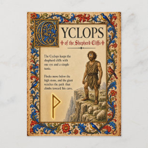 Zyklop, mittelalterliche Bestiarien-Kunst Postkarte