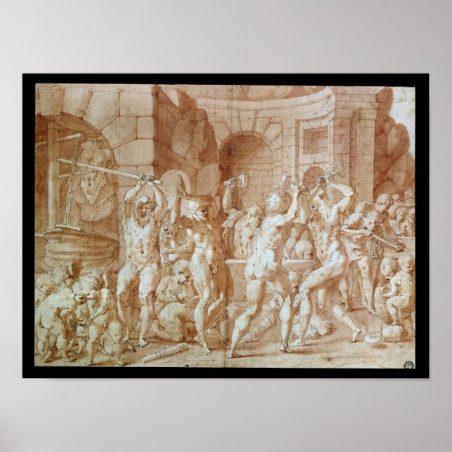 Zyklopen in der Schmiede des Vulkans Poster (Vorne)