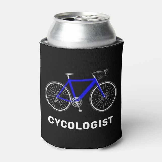 Zykologe Text und Blaues Fahrrad Dosenkühler (Kanne Vorderseite)