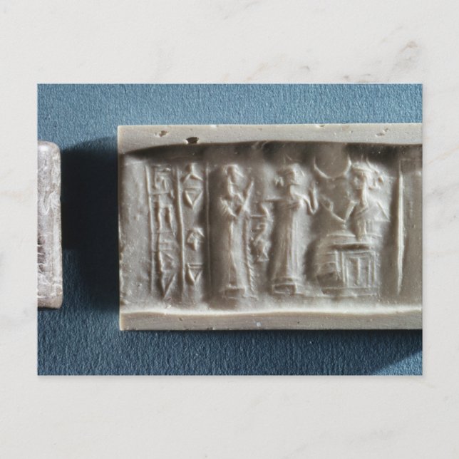 Zylinder-Siegel mit einer Anspielung auf die Postkarte (Vorderseite)