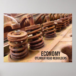 Zylinderkopf Rebuilders rostiges Motor-Block-Foto Poster