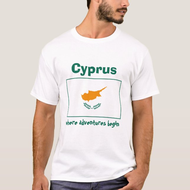 Zypern-Flagge + Karte + Text-T - Shirt (Vorderseite)