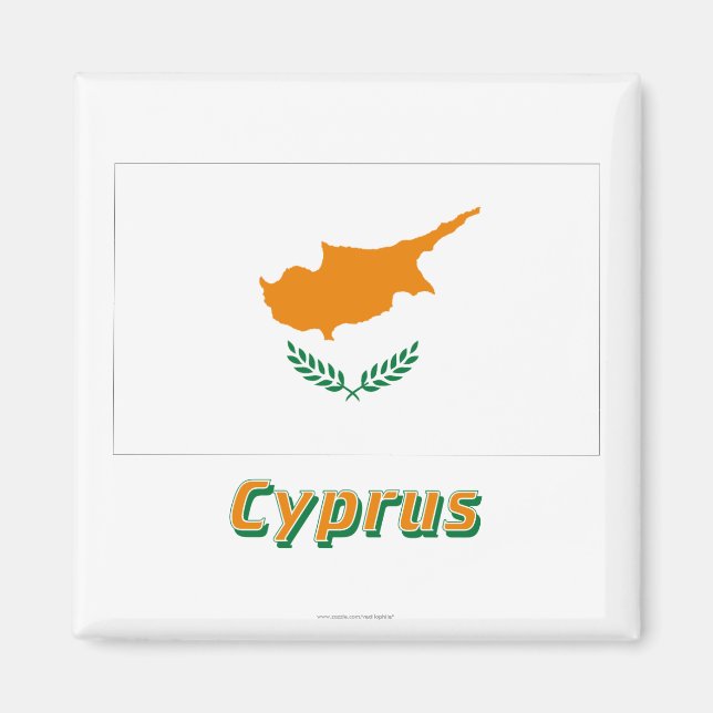 Zypern-Flagge mit Name Magnet (Vorne)