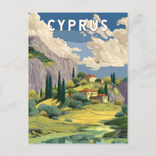Zypern Illustration Travel Art Vintag Postkarte