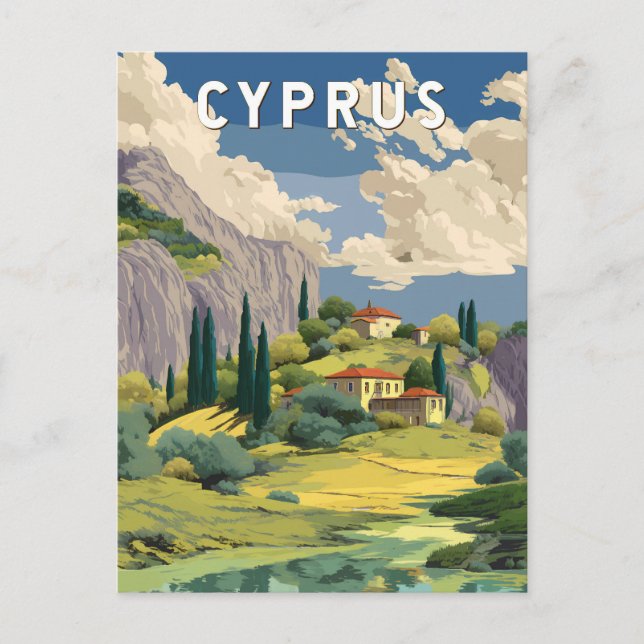 Zypern Illustration Travel Art Vintag Postkarte (Vorderseite)