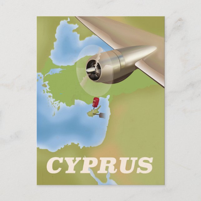 Zypern-Karte Vintage Reiseplakat Postkarte (Vorderseite)