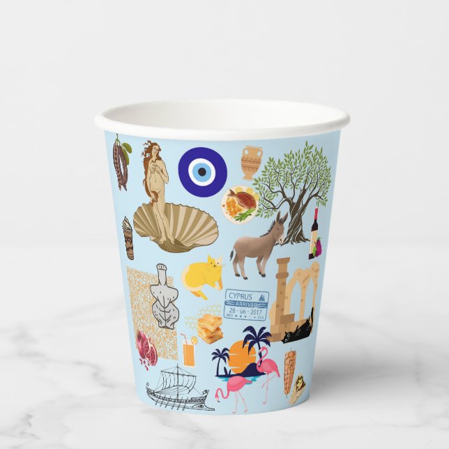 Zypern Symbole für Reisende Pappbecher (Vorderseite)