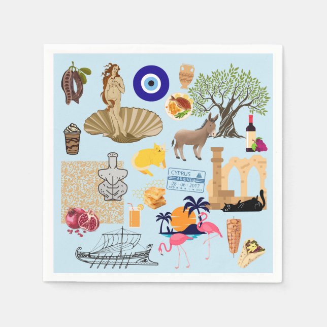 Zypern Symbole für Reisende Serviette (Vorderseite)