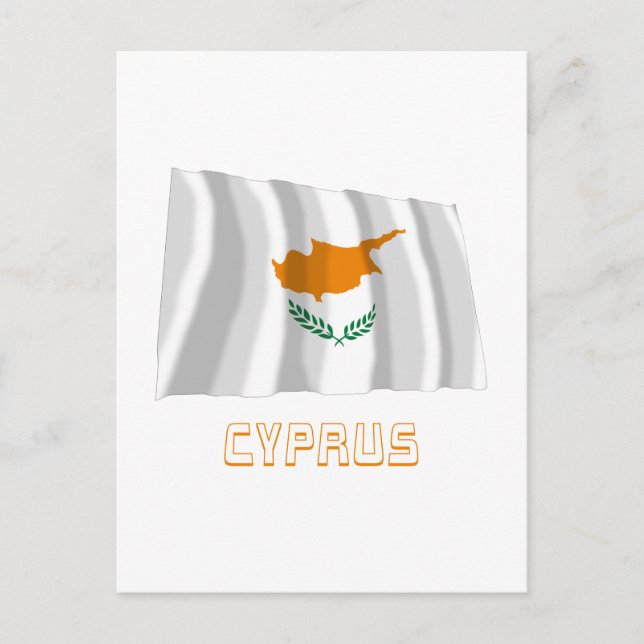Zypern Waving Flag mit Name Postkarte (Vorderseite)