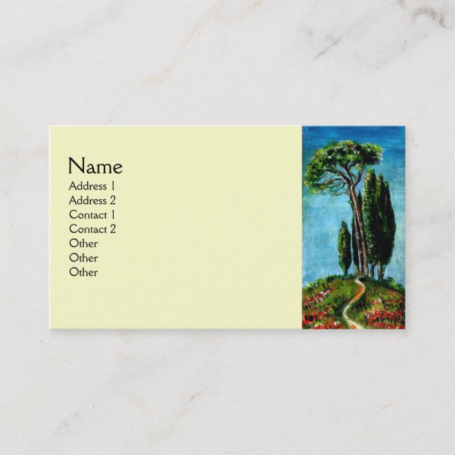 ZYPRESSEBÄUME UND MEDITERRANISCHER PINE IN DER Tos Visitenkarte (Vorderseite)