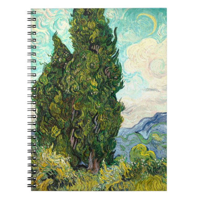 Zypressen (1889) Van Gogh Landschaft Kunst Spirale Notizblock (Vorderseite)