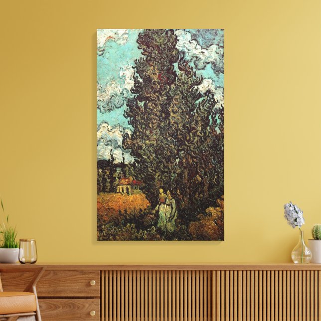 Zypressen und zwei Frauen von Vincent van Gogh Leinwanddruck (Insitu (Wohnzimmer))