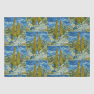 Zypressen von Van Gogh - Wirbelnder blauer Himmel Seidenpapier