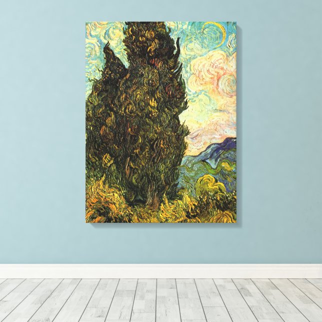 Zypressen von Vincent van Gogh Leinwanddruck (Insitu (Holzboden))