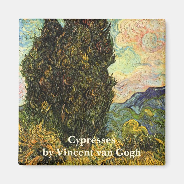 Zypressen von Vincent van Gogh Magnet (Vorne)