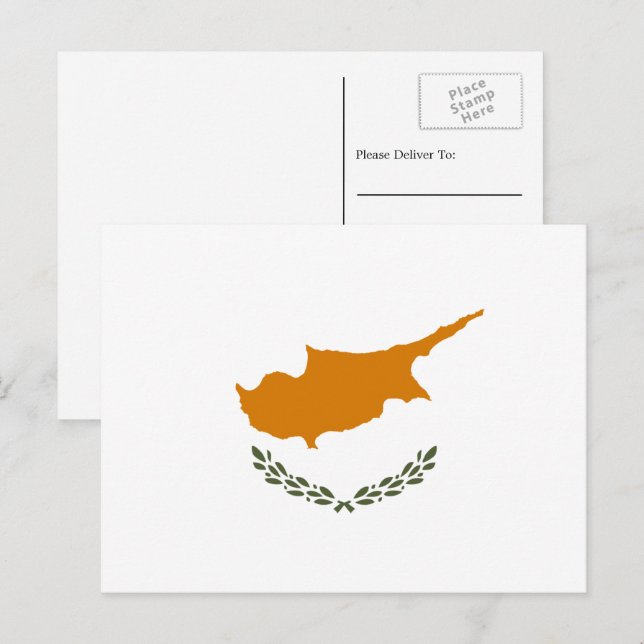 zyprische Flagge, Flagge Zyperns Postkarte (Vorne/Hinten)