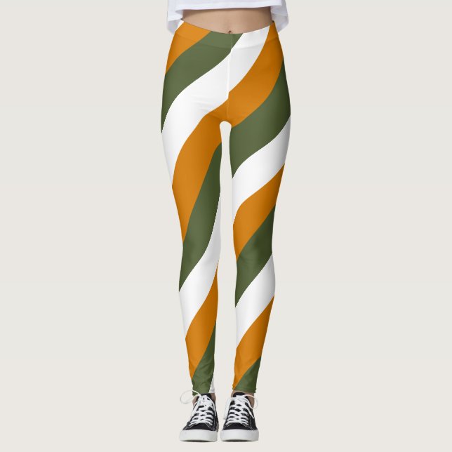 Zyprische Flaggenfarben diagonal gestreift Leggings (Vorderseite)