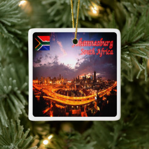 zZA015 JOHANNESBURG by Night, Südafrika Keramikornament