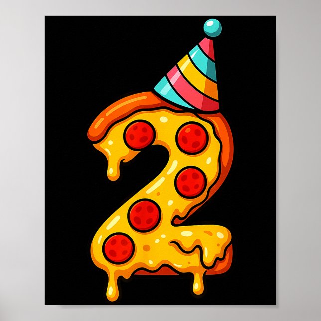 Zza 2nd Birthday 2 Years Old Party Hat Bday Boys G Poster (Vorne)