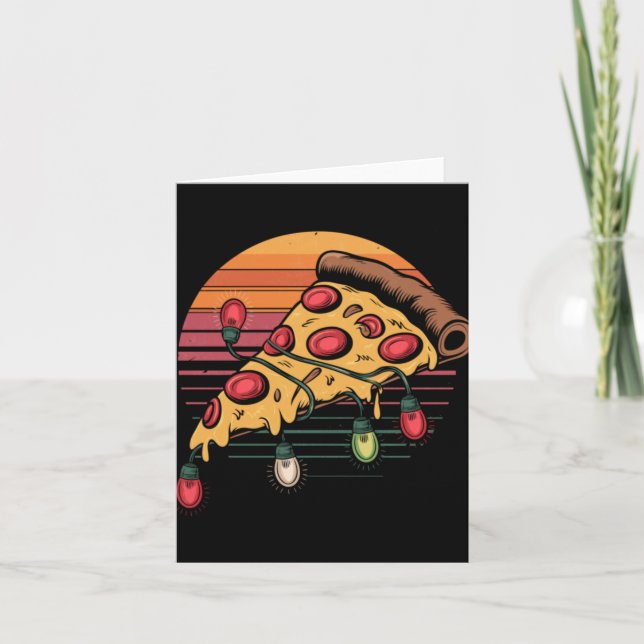 Zza Christmas Lights Retro Sunset Xmas Fast Food  Karte (Vorderseite)