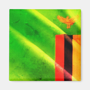 zZM002 ZAMBIA Waving Flag, Afrika, Kühlschrank Magnet